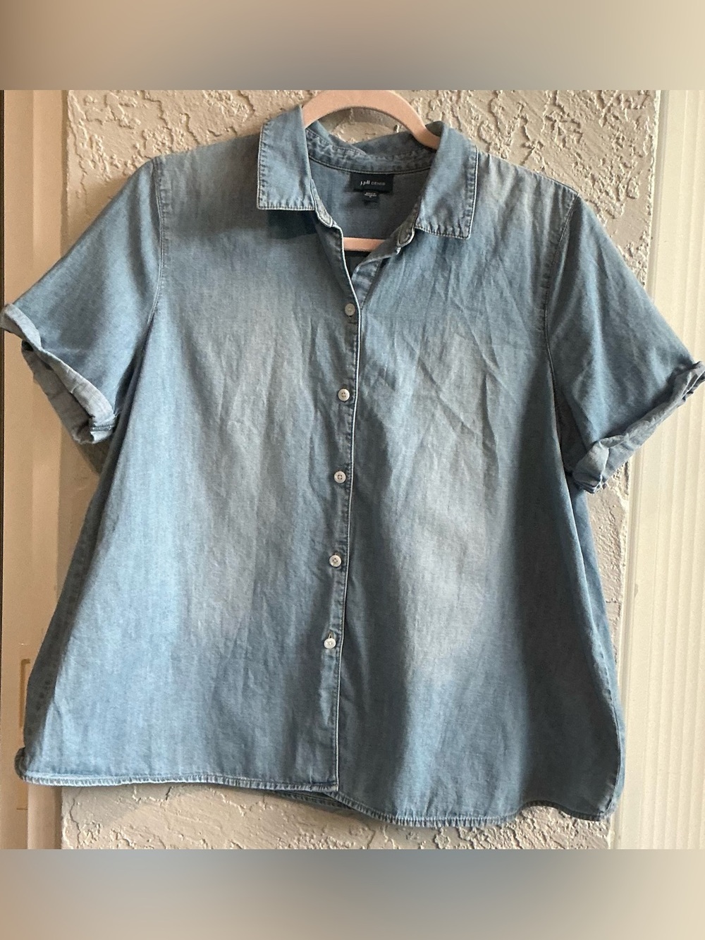 J. Jill Women's Light Blue Denim Button-Up Shirt
